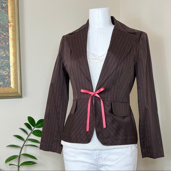 Chapter One Jackets & Blazers - 3/$15 Chapter One Pink Striped & Chocolate Brown Blazer